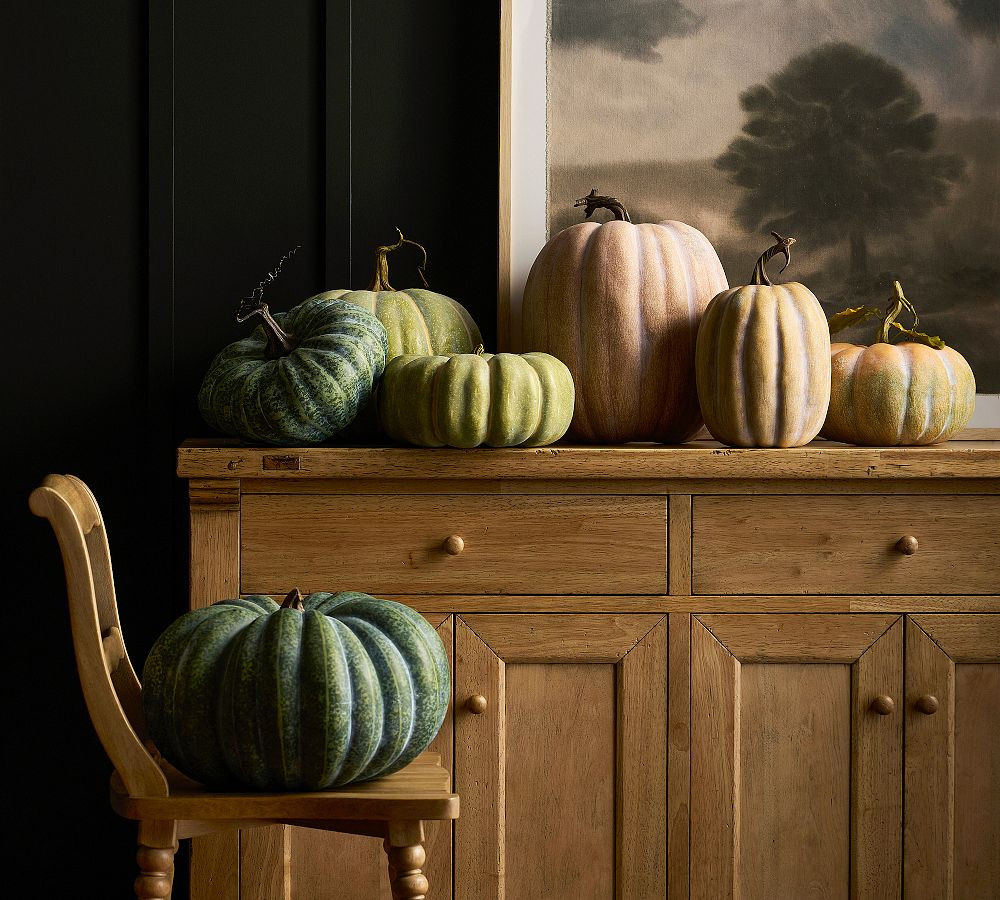 Small Green Stripe Pumpkin - 12" Diam | Pottery Barn (US)