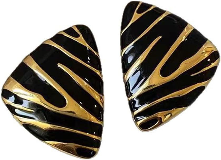 Vintage Zebra Print Earrings for Women Retro Black Gold Zebra Print Stud Earrings Chunky Striped ... | Amazon (US)