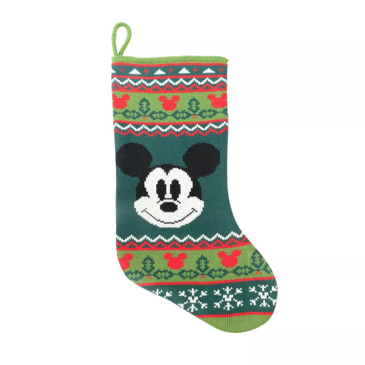 19" Disney Mickey Mouse & Friends Mickey Mouse Knit Christmas Stocking Green | Target