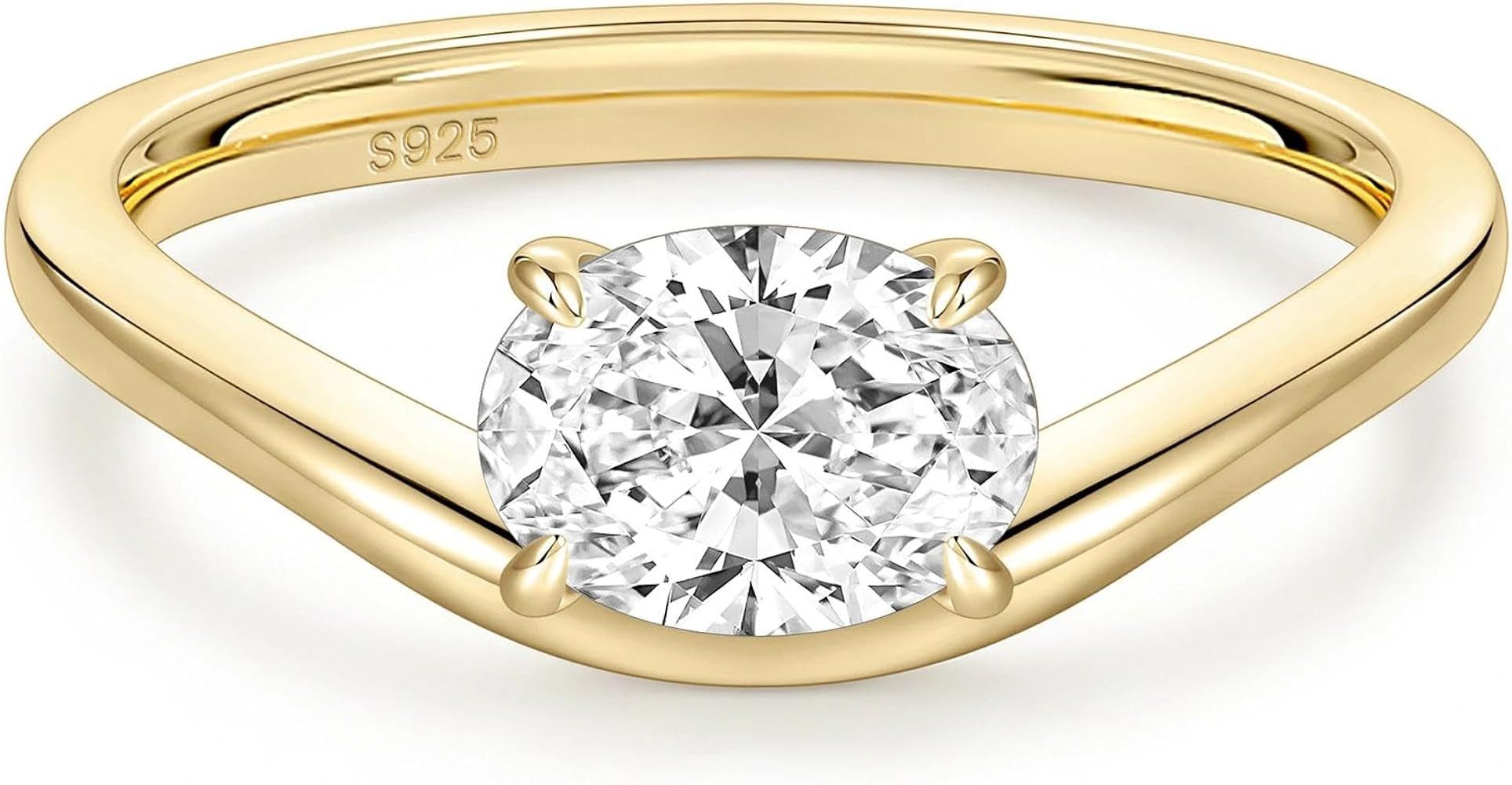 EAMTI 1.5CT 925 Sterling Silver Engagement Rings for Women Oval Cut CZ Bands Solitaire Cubic Zirc... | Amazon (US)