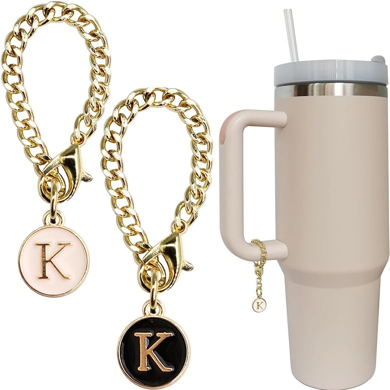 Wabogove Letter Charm Accessories for Stanley Cup 2PCS Initial Name ID Personalized Handle Charm ... | Amazon (US)