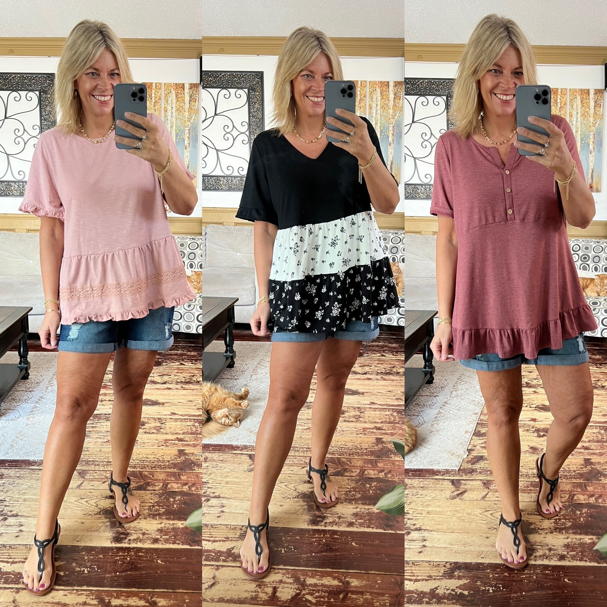 Wearing size 12 in each flowy top and the elastic waist shorts 

#LTKMidsize #LTKSeasonal #LTKOver40
