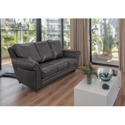 Stephie 90" Genuine Leather Rolled Arm Sofa | Wayfair North America