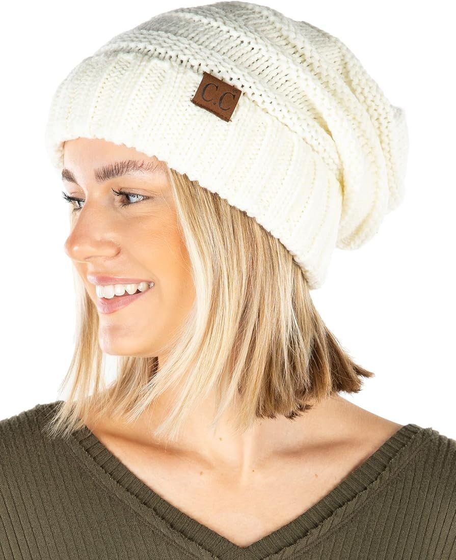 Funky Junque Trendy Warm Oversized Chunky Soft Oversized Cable Knit Slouchy Beanie | Amazon (US)