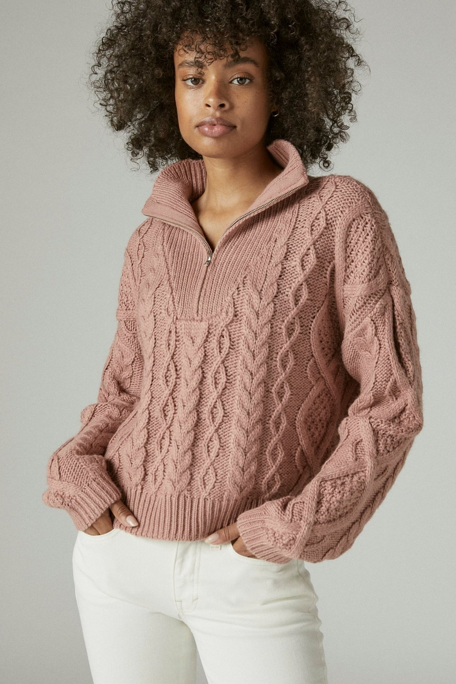cable sweater half zip | Lucky Brand