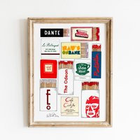 Nyc Match Box Illustration, Iconic Matchbook Art New York City Restaurant Print Decor, Apartment Gallery Wall Art, Foodie | Etsy (US)