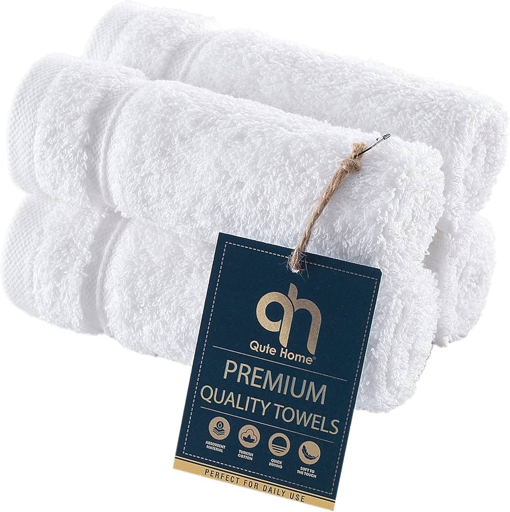 Qute Home 4-Piece Washcloths Towels Set, 100% Turkish Cotton Premium Quality Towels for Bathroom,... | Amazon (US)