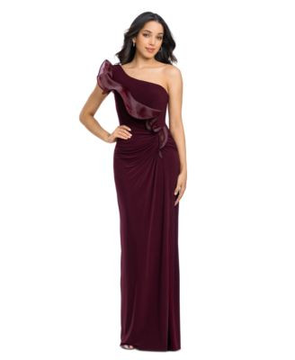 Betsy & Adam Women's One-Shoulder Gown - Wine | Macy's