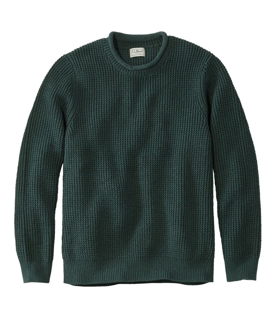 Men's L.L.Bean Organic Cotton Waffle Sweater, Rollneck Crew | L.L. Bean