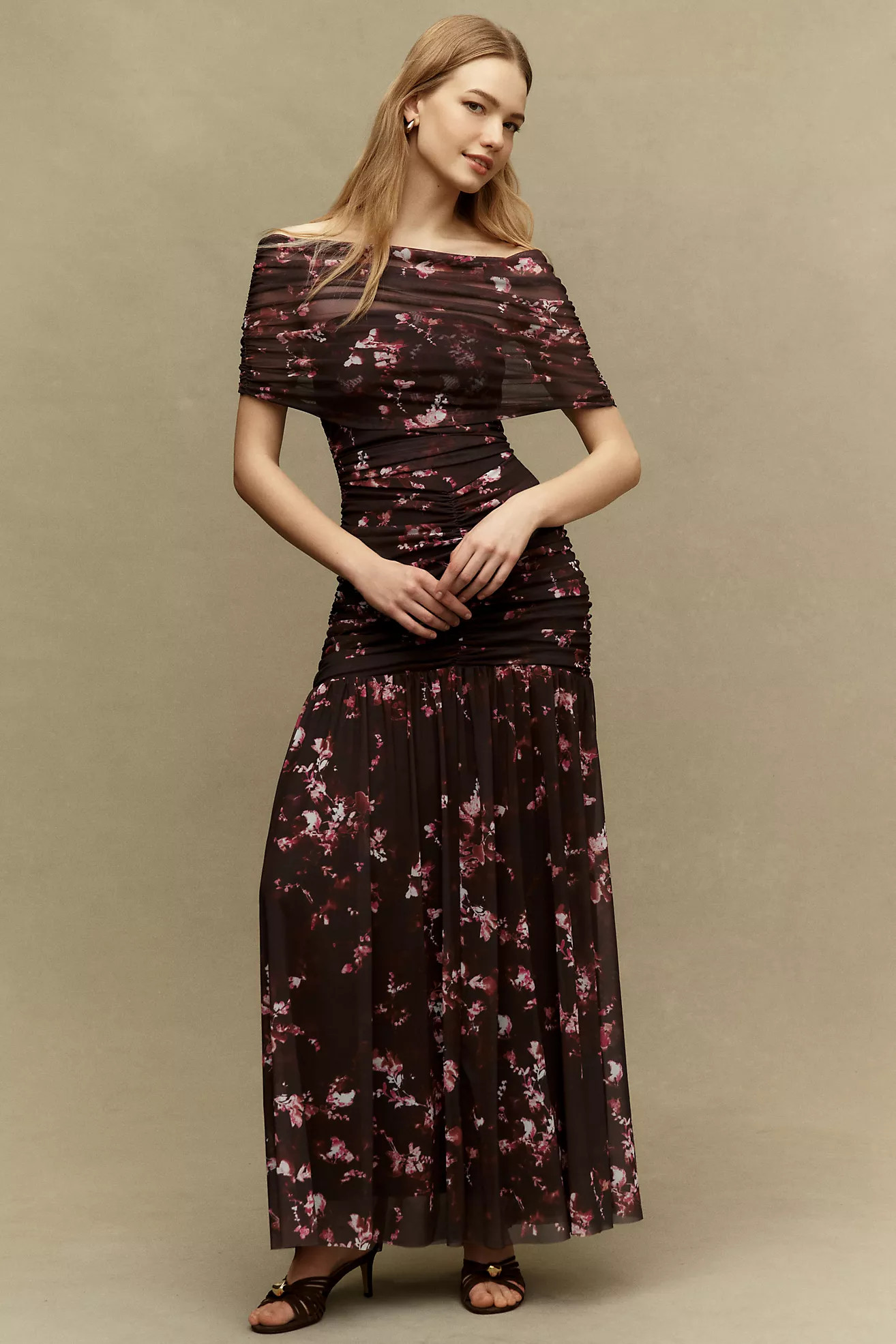 BHLDN Kaia Off-Shoulder Stretch Mesh Maxi Dress | Anthropologie (US)