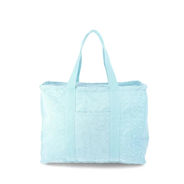 No Boundaries Beach Terry Cloth Tote Bag, Teal Wave, Women's | Walmart (US)