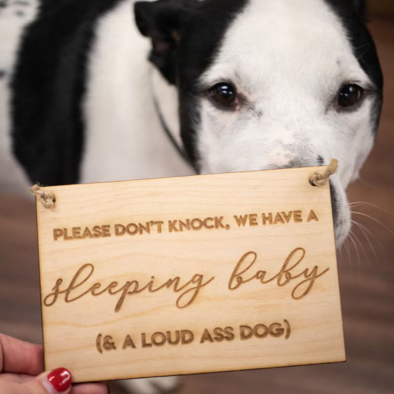 Sleeping Baby Loud Dog Wood Door Hanger Sign  Please | Etsy | Etsy (US)