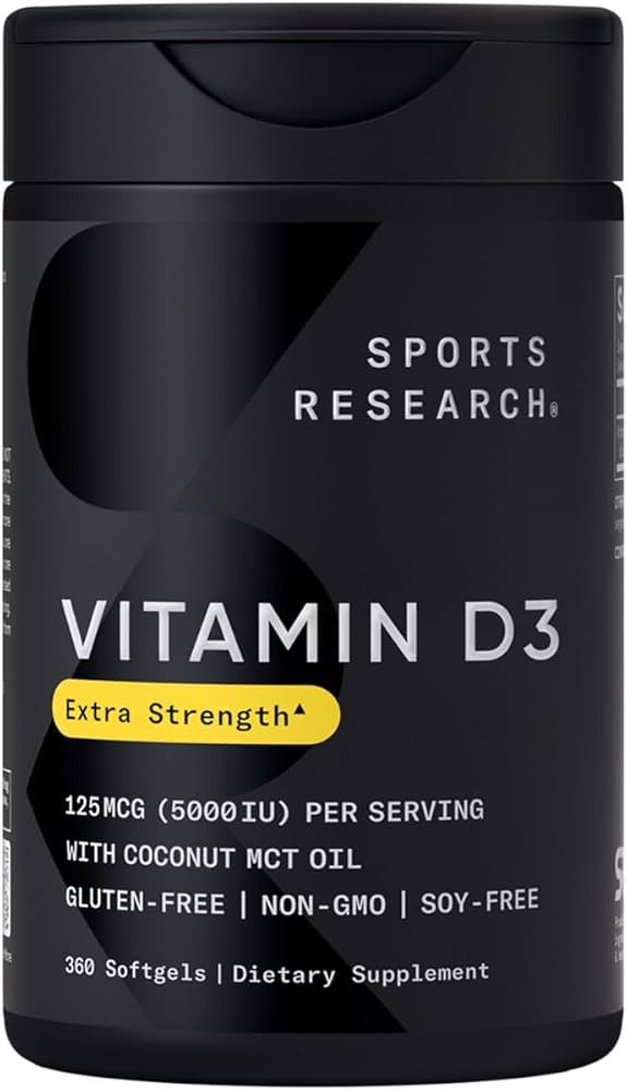 Sports Research Vitamin D3 5000iu (125mcg) with Coconut Oil ~ High Potency Vitamin D for Immune &... | Amazon (US)
