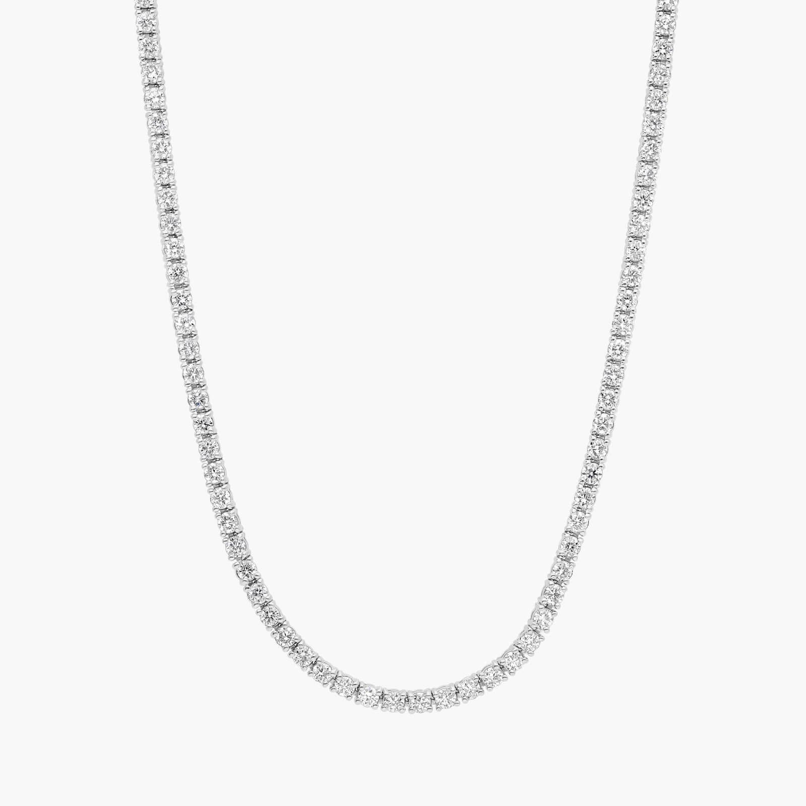 Diamond Tennis Necklace with 4 CTW Round Cut Diamonds in 14K White Gold | Blue Nile