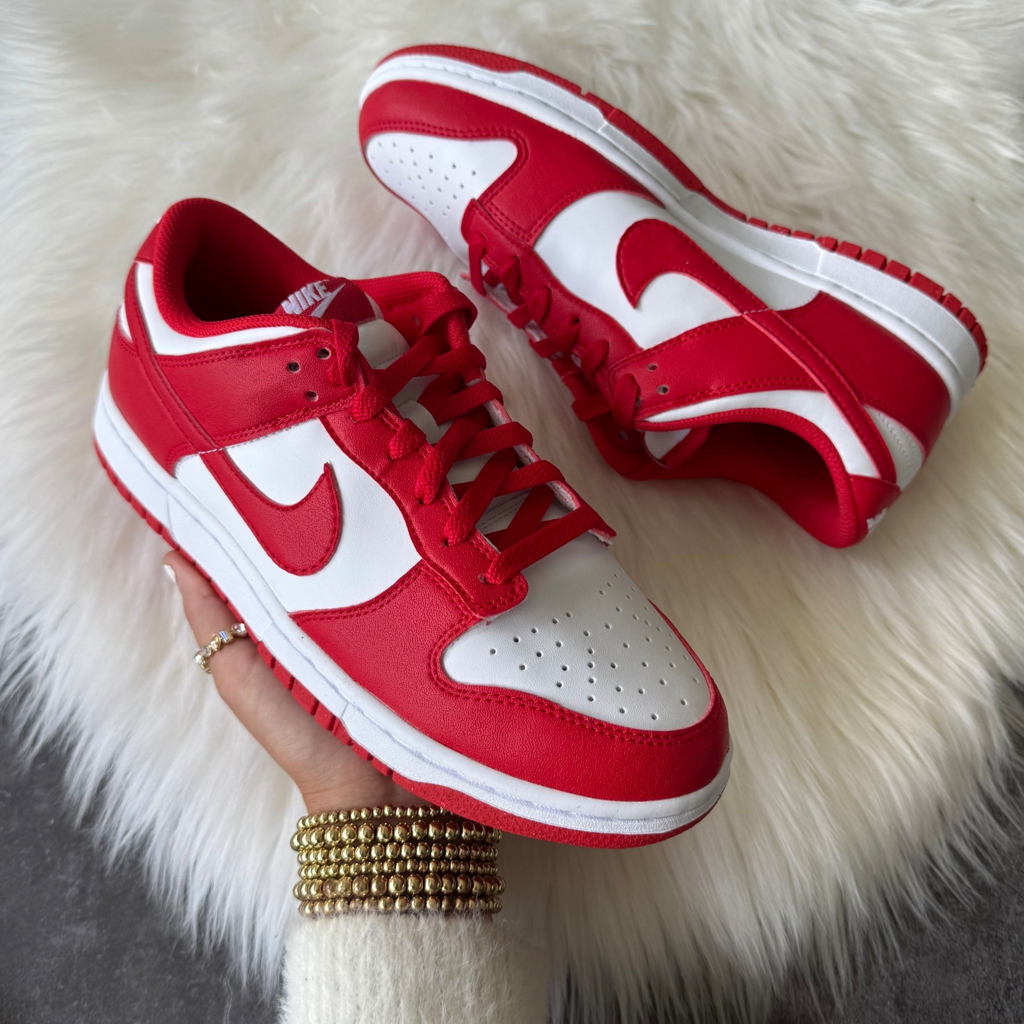 Red Nike dunk sneakers now $67 originally $120 with code gearup
