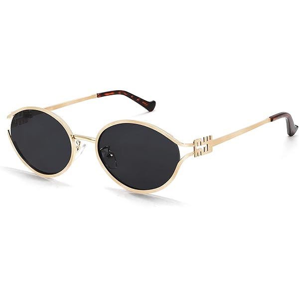 Retro Oval 90s Metal Sunglasses for Women, 2026 Trendy Chic Narrow Gold Sun Glasses Fashion Sunni... | Amazon (US)