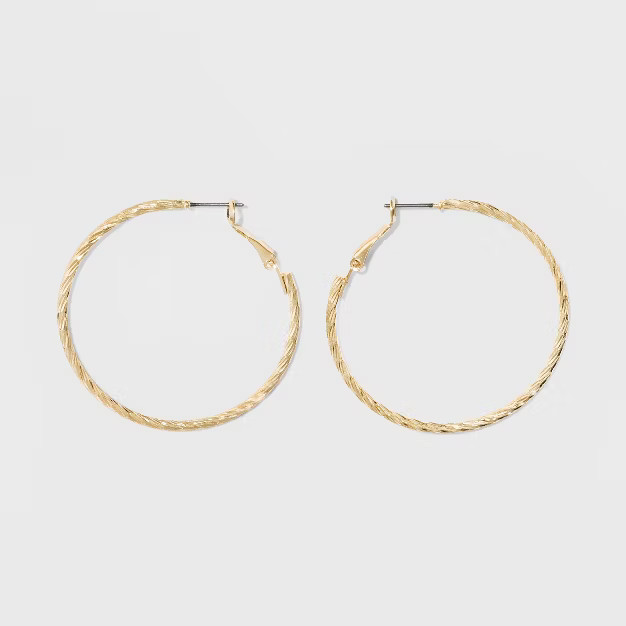 Textured Hoop Earrings - A New Day™ Gold | Target