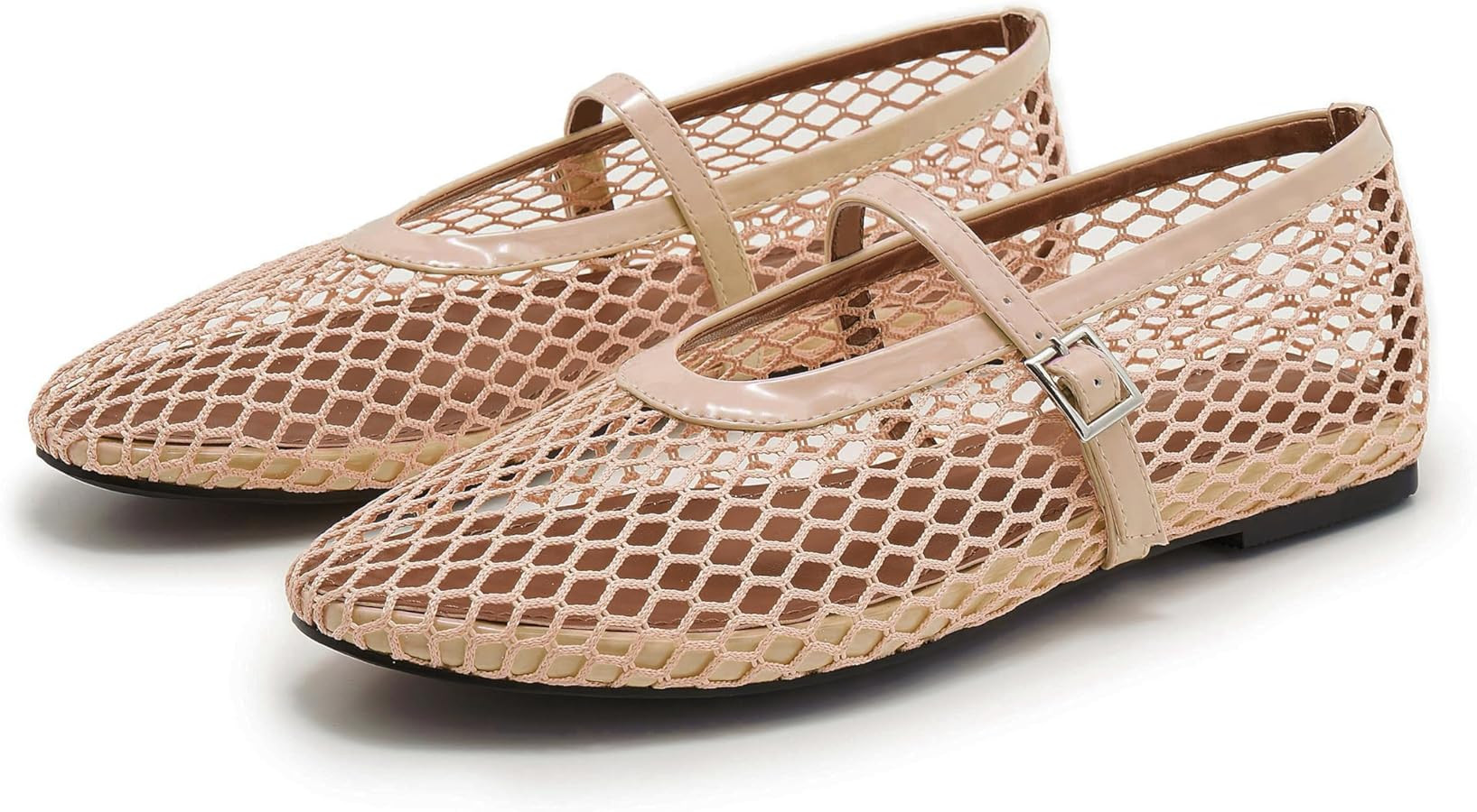 Moyilishan Mesh Ballet Flats for Women Fishnet Mary Jane Flat Shoe Buckle Strap Casual Office Bal... | Amazon (CA)