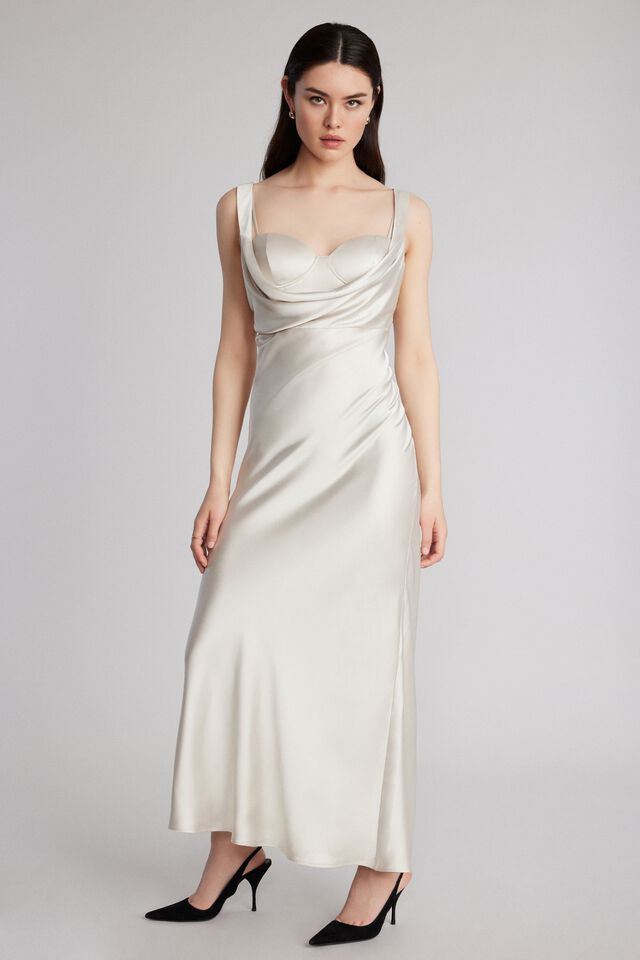 Corset Cowl Neck Maxi Dress$139.95 | Dynamite Clothing