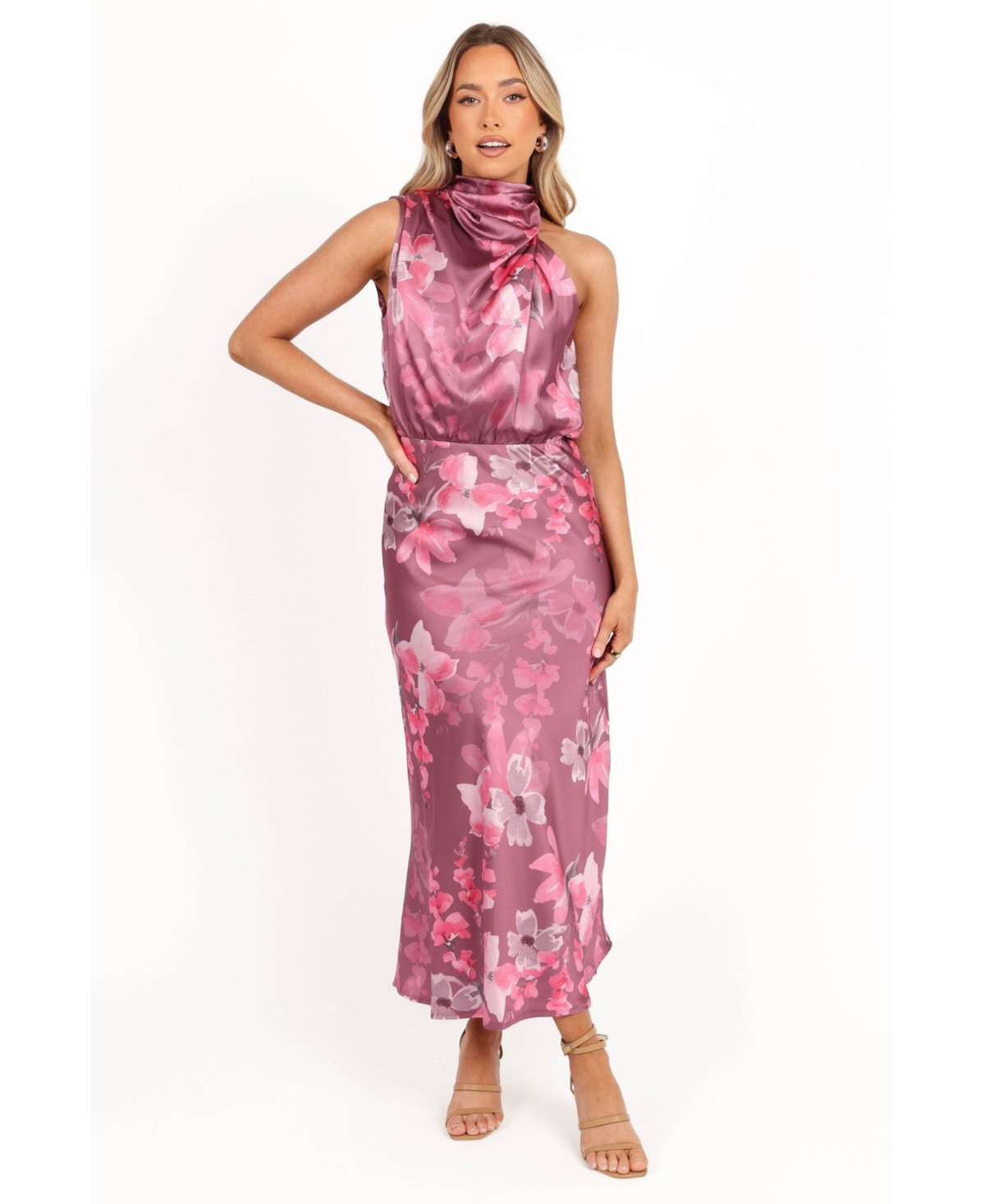 Petal and Pup Women's Anabelle Halter Neck Midi Dress - Dark rose floral | Macy's
