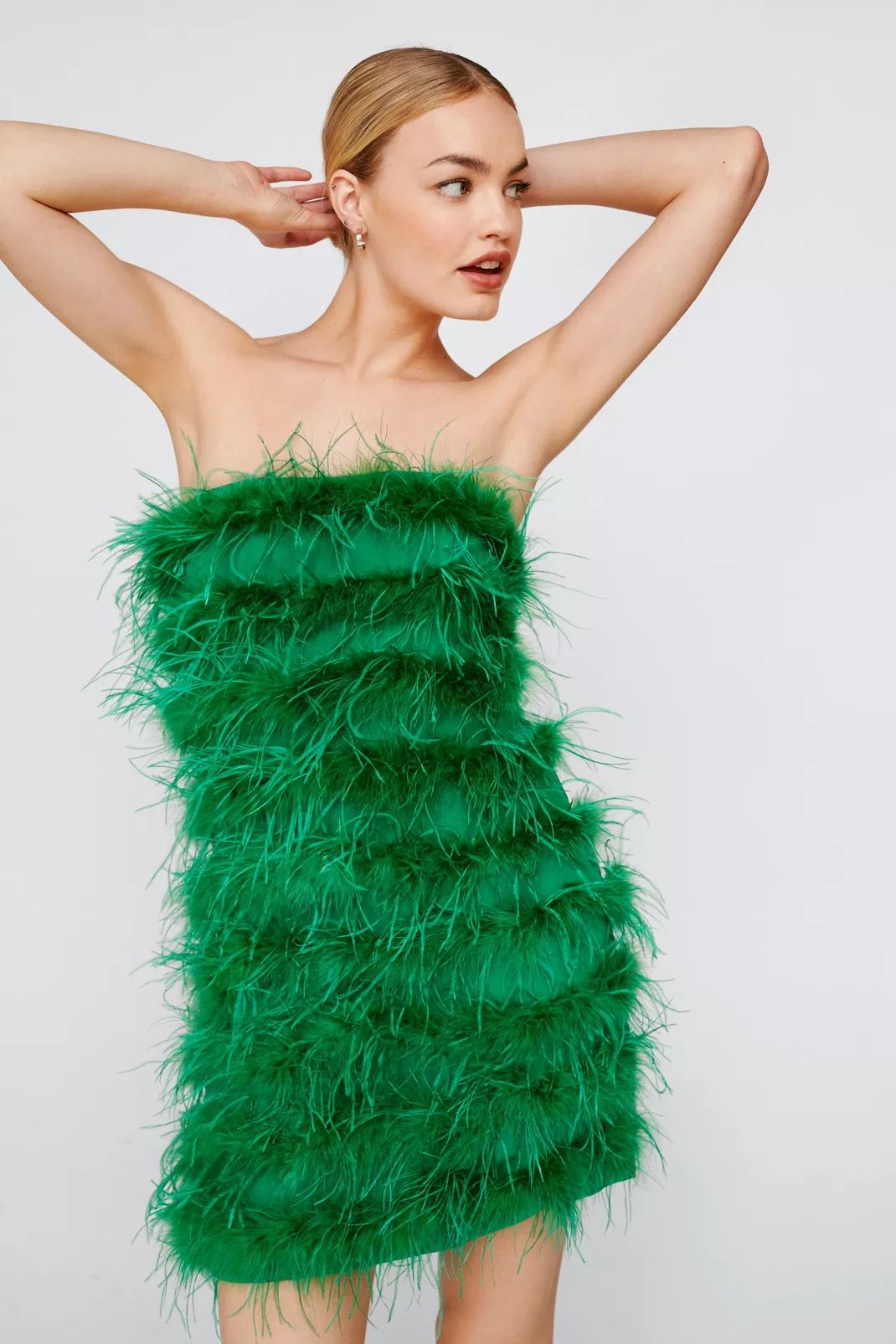 Feather Bandeau Mini Dress | Nasty Gal (US)