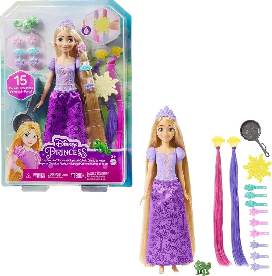 Mattel Disney Princess Rapunzel Fashion Doll with Long Fairy-Tale Hair,2 Color-Change Hair Extens... | Amazon (US)