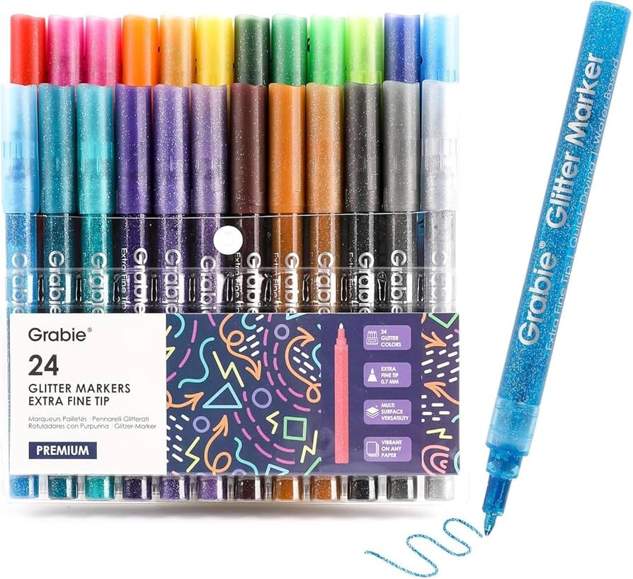 Grabie Glitter Metallic Markers, Extra-Fine Tip Glitter Acrylic Paint Markers, Quick-Drying Water... | Amazon (US)