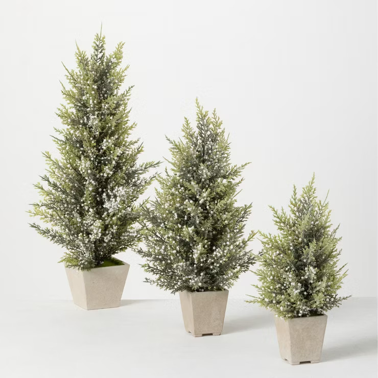 Sullivans 1.9', 1.5' & 1.2' Pine & Berry Artificial Tree Set of 3, 23"H, 18"H & 14"H Green | Target