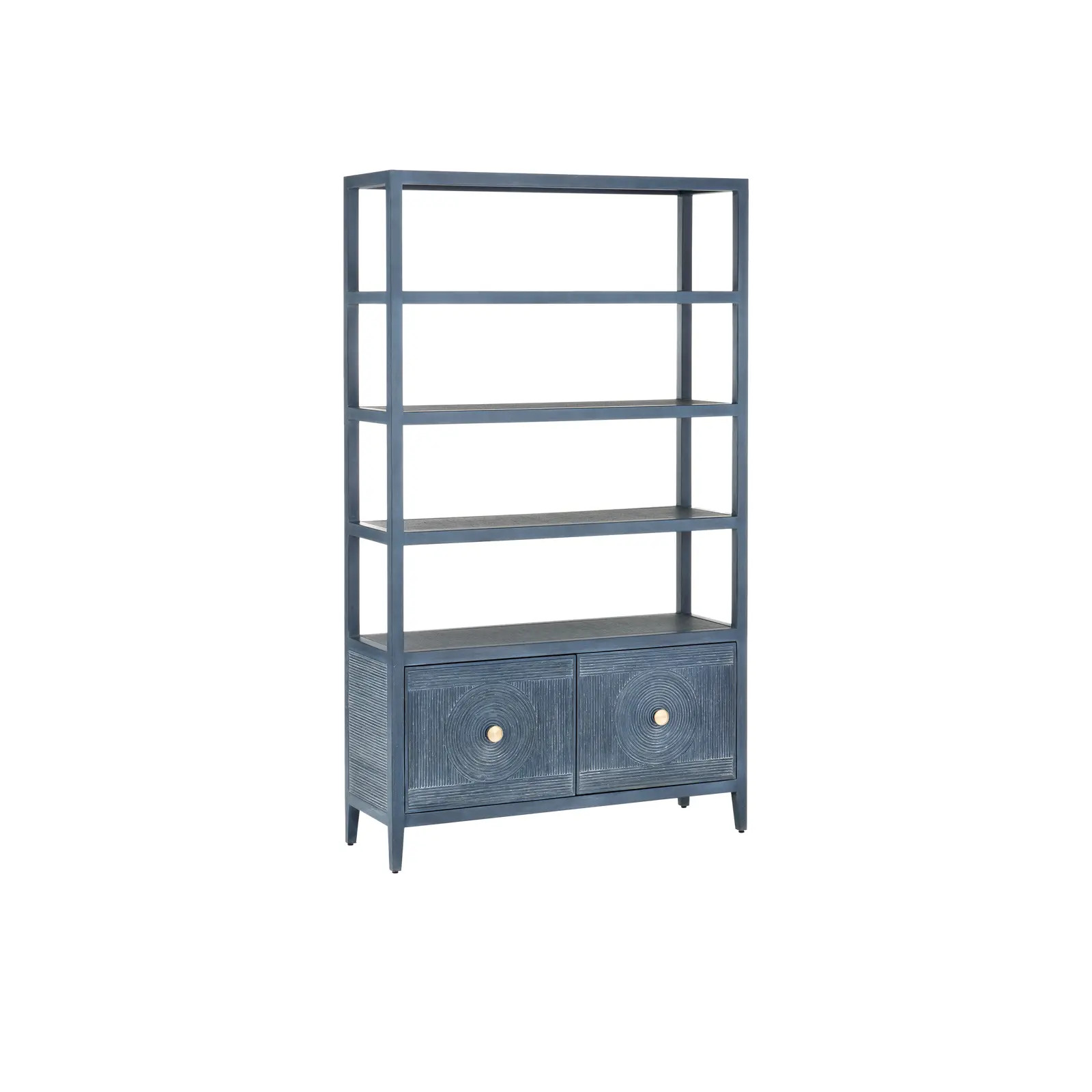Currey & Company Santos Vintage Navy Storage Etagere | Chairish