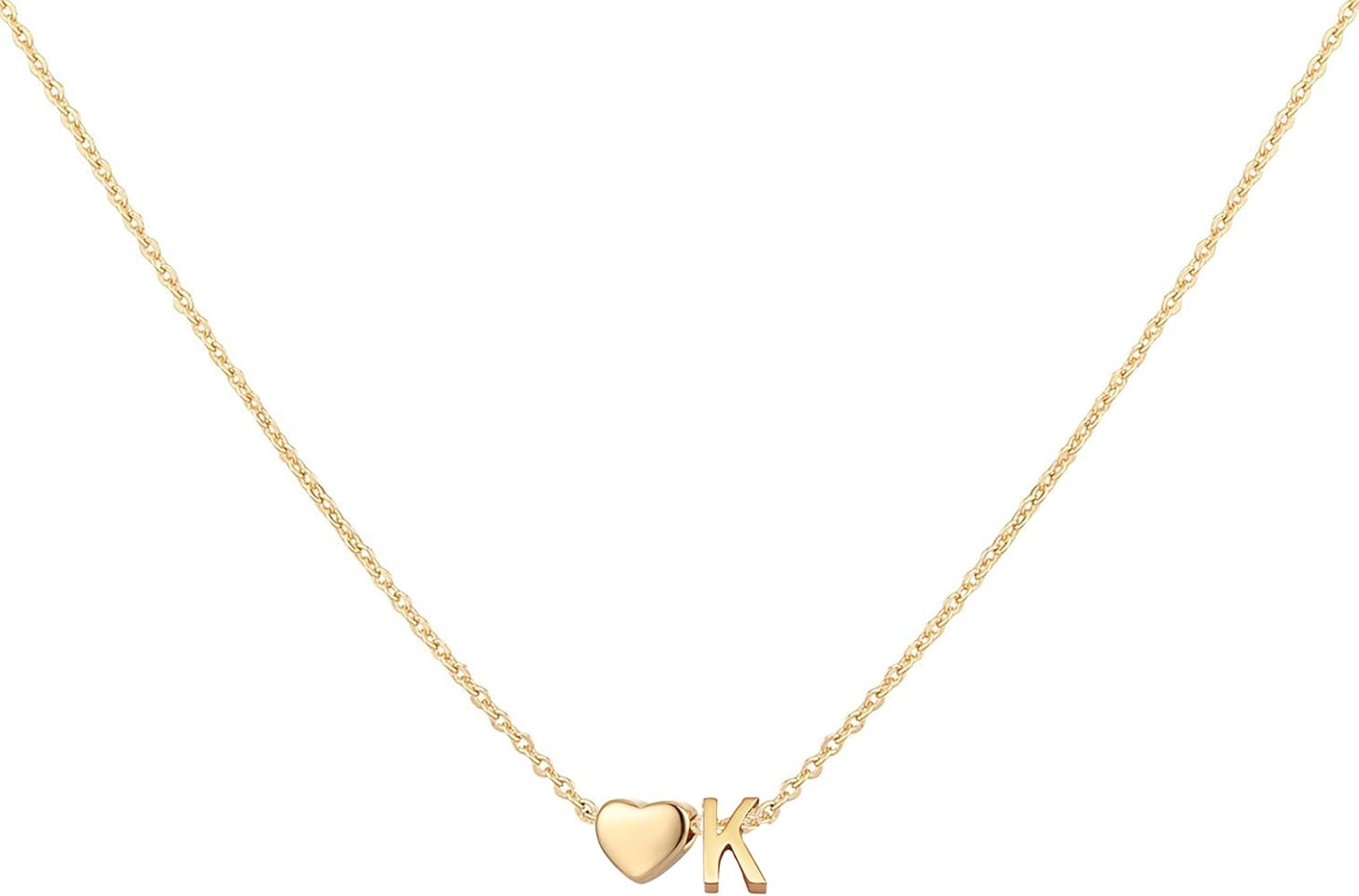 Glimmerst Initial Heart Necklace,18K Gold Plated Stainless Steel Tiny Heart Letter Necklace Perso... | Amazon (US)