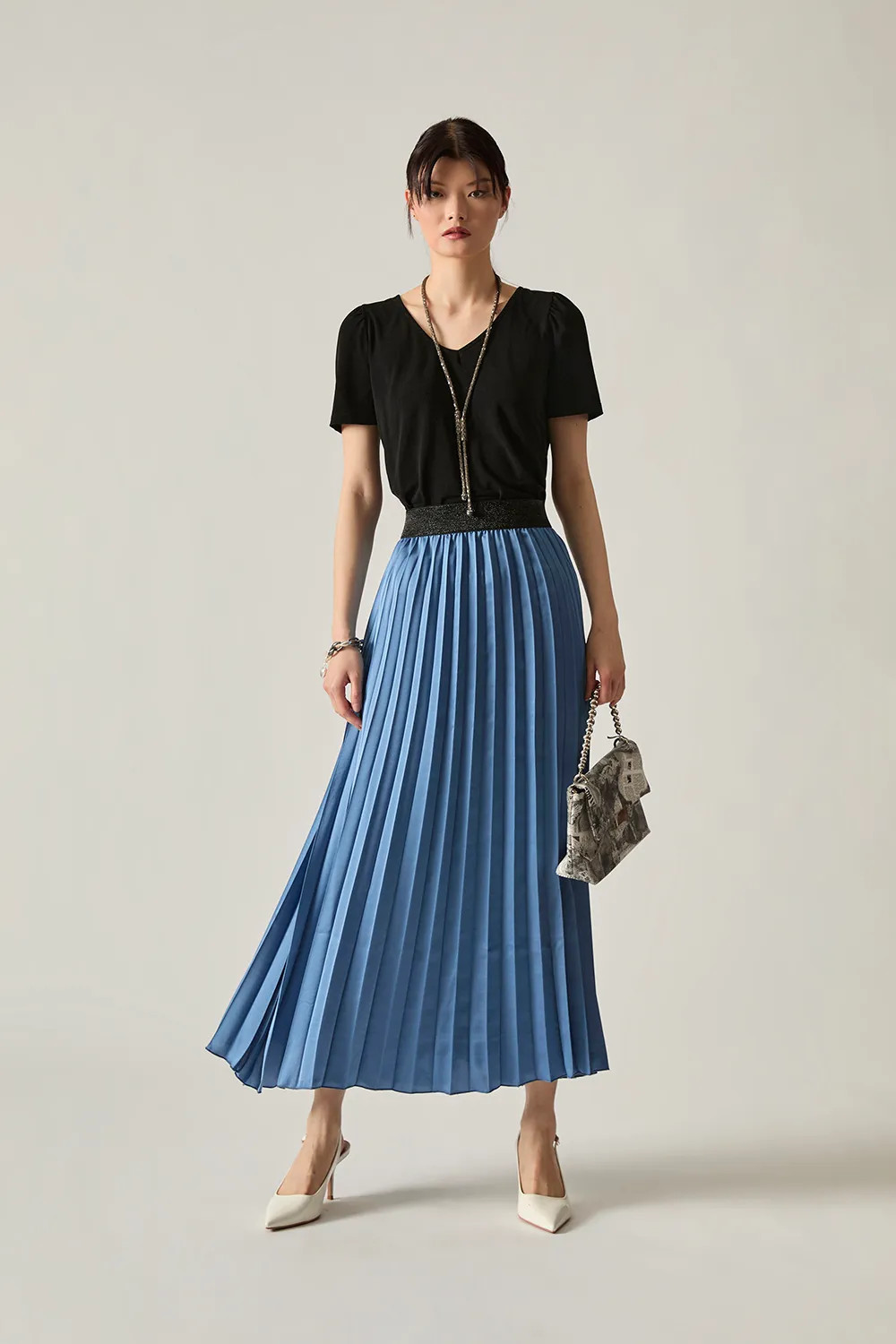 Mid Blue James Lakeland Pleated Maxi Skirt | Debenhams | Debenhams UK