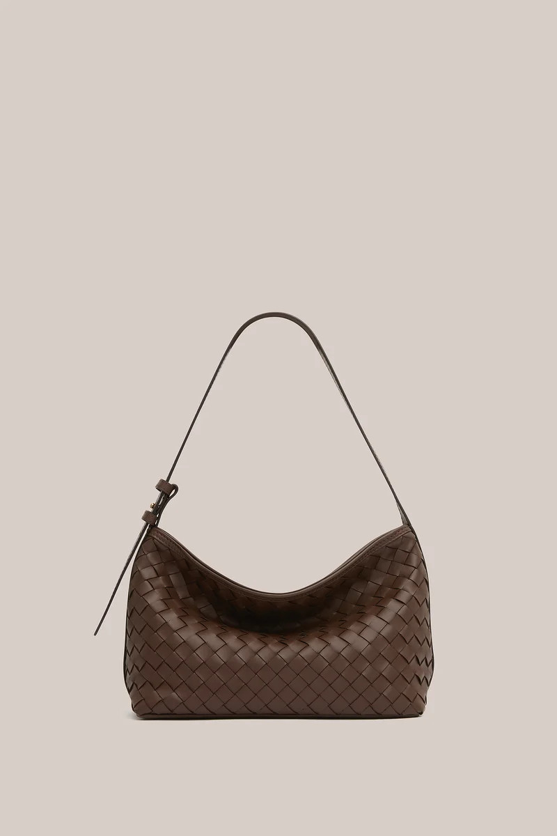 Elena Woven Shoulder Bag Chocolate | VESTIRSI