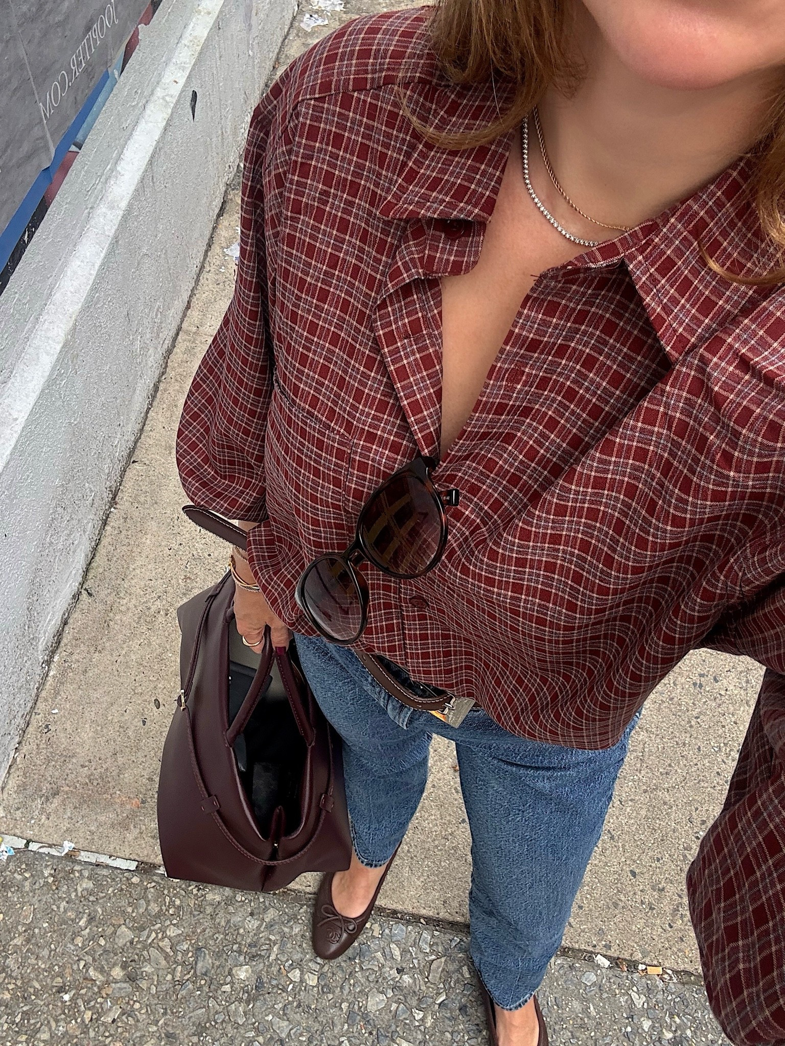 Sizing: the shirt runs large. I sized down from a M to a S.
The denim is an older style, the Pistola Bri.
The bag is from Manu Atelier and such a great one! This is the size 40.
The belt is Aureum. 
Flats are Chanel (this past season).