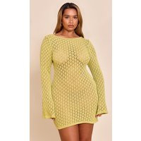 Shape Lime Crochet Mini Dress | PrettyLittleThing US