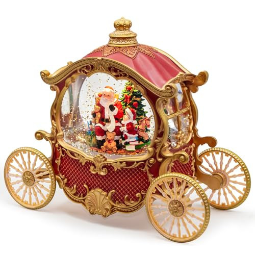 Vintage Christmas Carriage Snow Globe with Santa Scene, Lighted Musical Snow Globe with 8 Holiday Songs & 6H Timer, Swirling Glitter Decor, USB/Battery Powered Tabletop Centerpiece Gift | Amazon (US)
