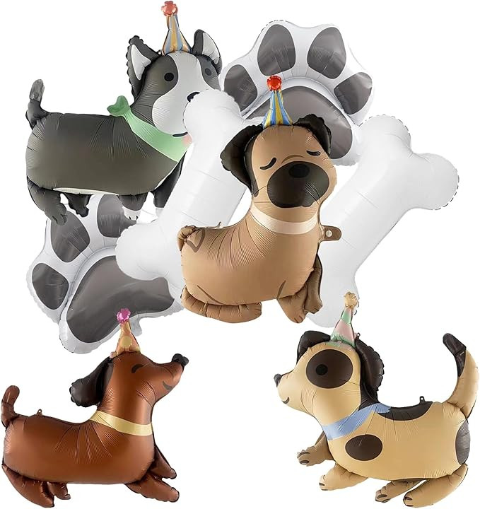 8PCS Dog Balloons Set Paw Print Foil Balloons 30 Inch Bone Shaped Foil Balloons 4PCS Dog Characte... | Amazon (US)