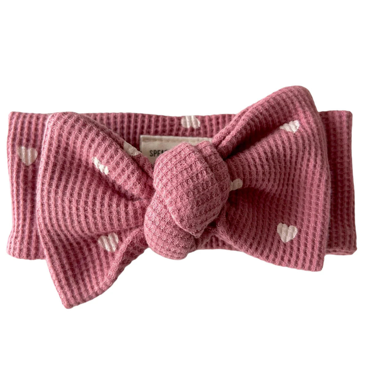 Organic Waffle Knot Bow, Mauve Heart | SpearmintLOVE