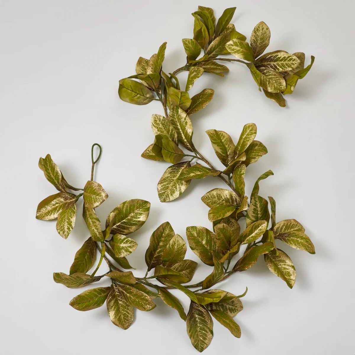 Merry Magnolia - Green & Gold Metallic Leaf Holiday Mantle Garland Shimmering Christmas Table Run... | Darby Creek Trading