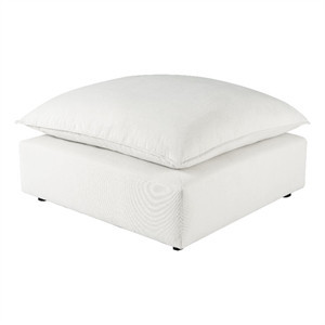 TOV Furniture Cali Pearl Upholstered Ottoman in LiveSmart Performance Fabric | Homesquare