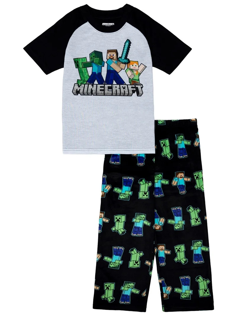 Minecraft Boys Short Sleeve Top and Pant Pajama Set, 2-Piece, Sizes 4-16 | Walmart (US)