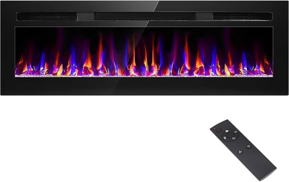 60 Inch Electric Fireplace Recessed and Wall Mounted, Fireplace Heater and Linear Fireplace, Ultr... | Amazon (US)