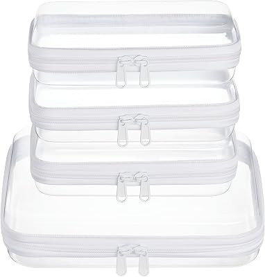 4 pcs Clear Zipper Pouches,Hard Shell Zipper Case, Toiletry Bag for Travel, CLear Diaper Bag, Toi... | Amazon (US)