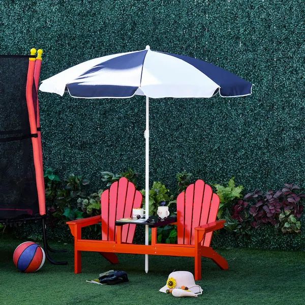 Outsunny Adirondack Kids Beach Chairs w/ Table Removeable Umbrella | Bed Bath & Beyond