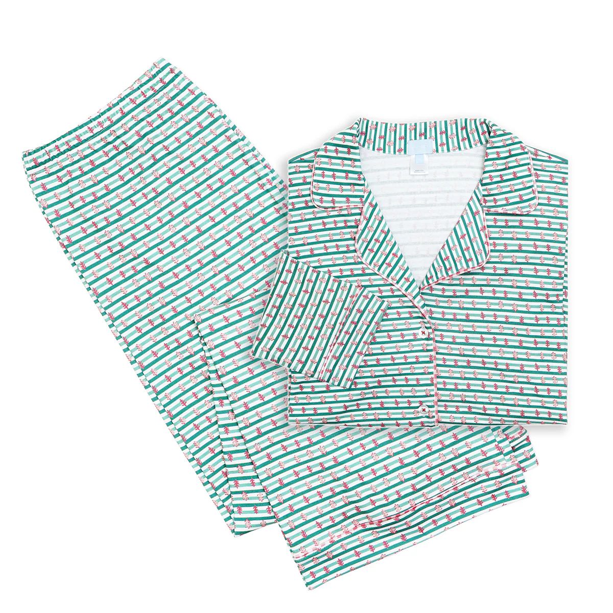 Balsam Stripe Women’s Button Front Long Pajama Set | Joy Street Kids LLC