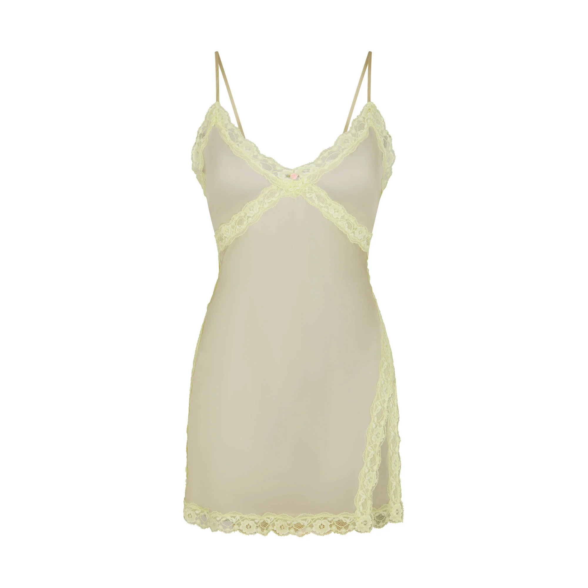 SKIMS ROMANCE LACE SLIP DRESS | SAGE | SKIMS (US)