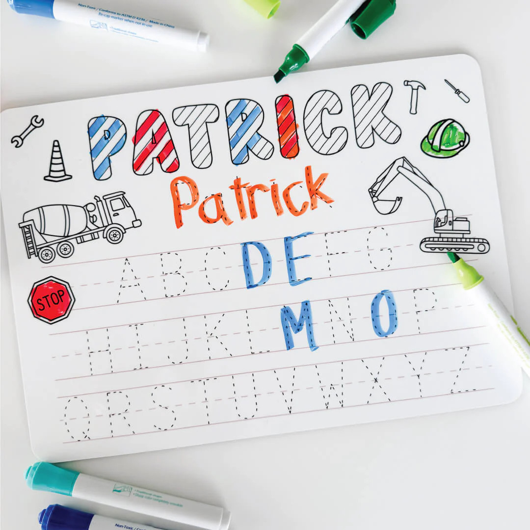 Kids Personalized Whiteboard | Construction Zone | Caden Lane
