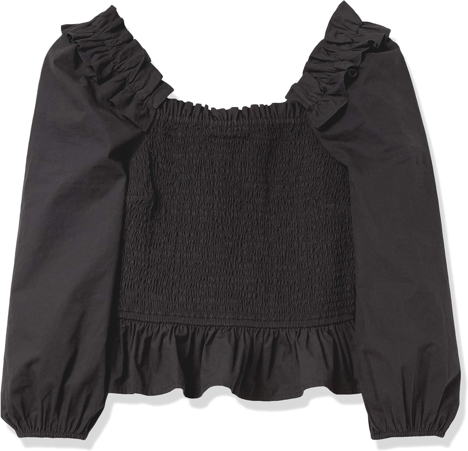 The Drop Women's Marisol Long Sleeve Ruffle Smocked Cropped Top | Amazon (US)