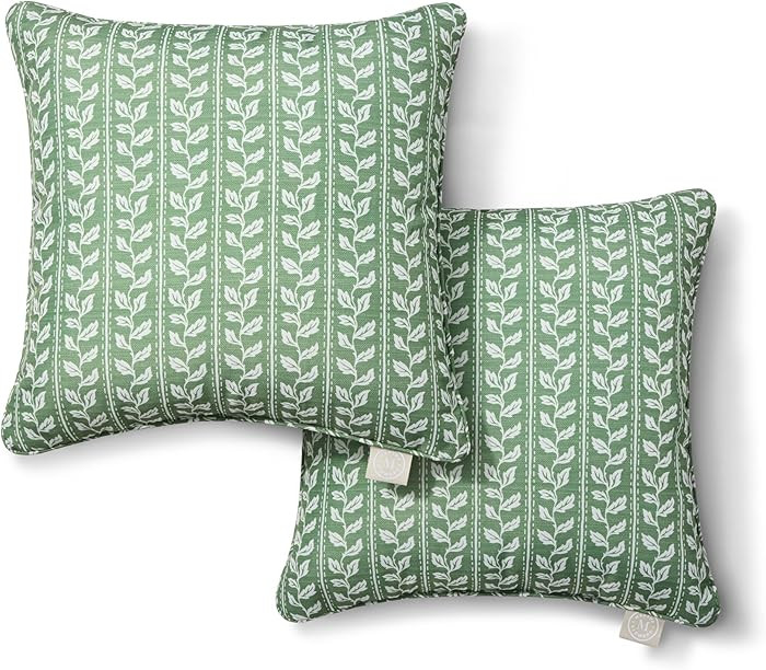 Martha Stewart Vineyard Vines Indoor Outdoor Decorative Pillow 2-Pack Set, UV Fade Resistant, Wat... | Amazon (US)