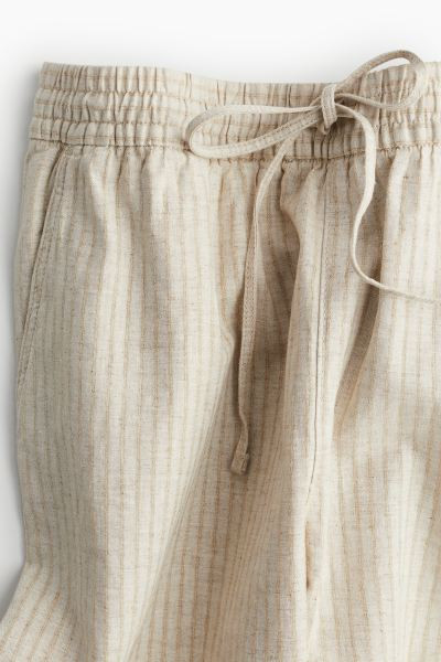 Linen-blend Joggers - Regular waist - Long - Khaki green - Ladies | H&M US | H&M (US + CA)