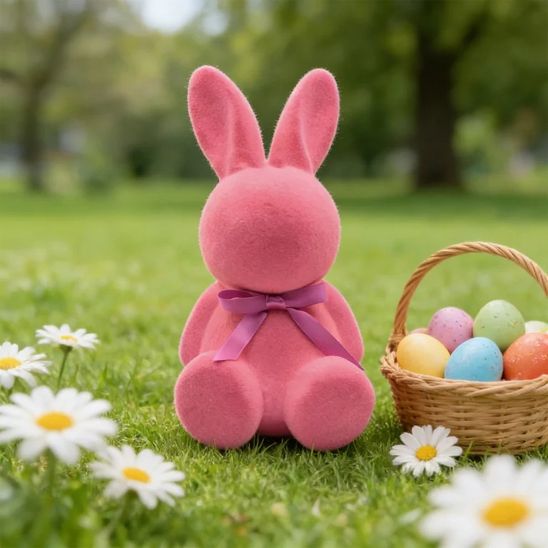 Halons Easter Bunny Ornament - Flocked Foam Decorative Bunny, Solid Color Tabletop Spring Holiday... | Walmart (US)